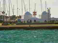 Church on wharf, Egina