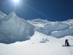 Below the crevasses again